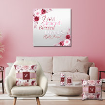 Home Decor Magenta Pink Watercolor Floral Bouquet