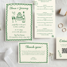 Green Hand Illustrated Wedding Suite