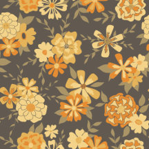 Elegant Yellow Gold Orange Flowers On Brown