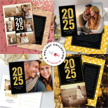 BOLD 2025 FAUX GOLD FOIL NEW YEAR CARDS   HOLIDAY