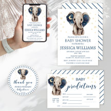 Elephant moon and stars baby shower