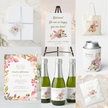 Cute Colorful Boho Watercolor Floral Baby Shower