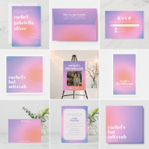 PInk and Lavender Purple Retro Modern Bat Mitzvah