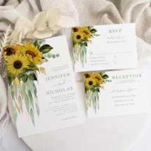 Elegant Green Sunflowers Eucalyptus Wedding Suite