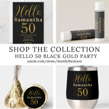 Black Gold Hello 50 Personalized 50th Birthday 