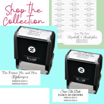 Custom wedding return address stamps and labels