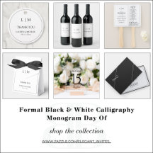 Formal Black & White Calligraphy Monogram Day Of