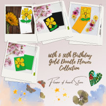 60th & 50th Birthday Gold Doodle Flower