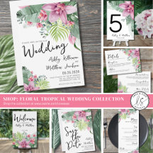 Elegant Watercolor Floral Foliage Tropical Wedding