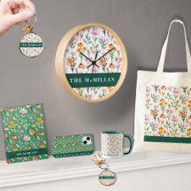 green theme watercolor floral pattern