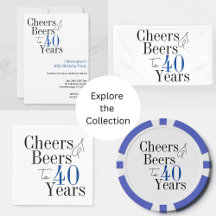 40th Birthday Party Cheers and Beers Blue