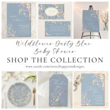 Baby In Bloom Wildflower Dusty Blue Baby Shower