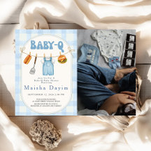 Baby-Q Blue Gingham BBQ Baby Shower Collection