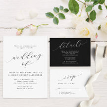 Simple Romantic Script Wedding - Black & White