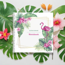 Exotic Tropical Flamingo and Flowers