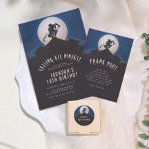 Modern Ninja on Roof Top Silhouette Birthday Party