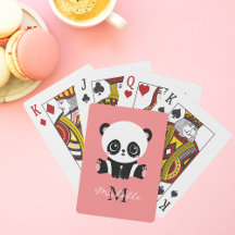 Monogram Cute Sitting Panda Salmon