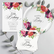 Elegant Rustic Boho Floral 70th Birthday