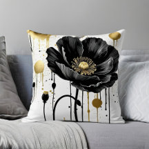 Black and Gold Floral Pillows