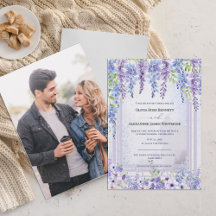 Lavender Wisteria Floral Arch Wedding Stationery