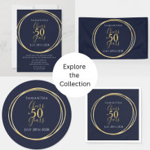 50th Birthday Navy Gold Cheers to 50 Years Party