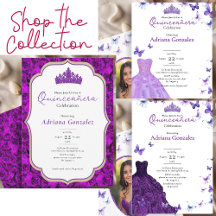 Purple Quinceanera invitations 