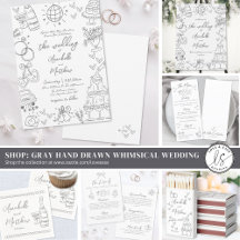 Hand Drawn Quirky Whimsical Gray Wedding