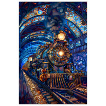 The Mosaic Blue Steampunk Steam Train Loco 065