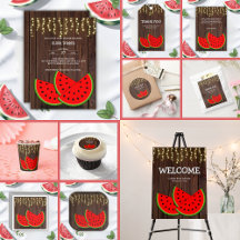 Modern Rustic Watermelon Slices Baby Shower