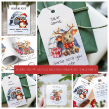 Cute Pastel Watercolor Winter Kid Christmas Animal