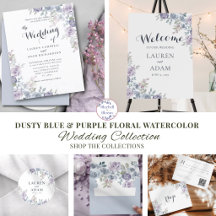 Dusty Blue & Purple Floral Watercolor Wedding