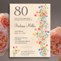 80th Birthday Floral Wildflower Celebration
