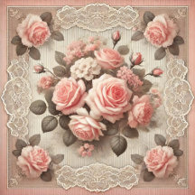 Vintage Shabby Chic Pink Rose Floral 