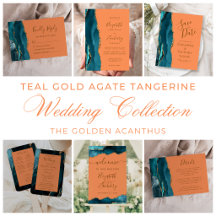 Teal Gold Agate Tangerine Wedding Suite