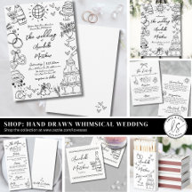 French Hand Drawn Black & White Whimsical Wedding