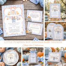 Little Pumpkin Boy Blue Gingham Baby Shower