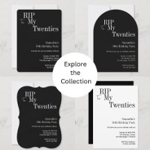 RIP 20s 30th birthday invitations black and white