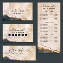 Watercolor Marble Pink Black Gold Business Suite