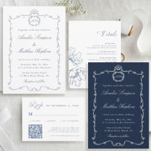 Modern Classic French Frame Blue Wedding Suite