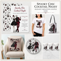 Spooky Chic Cocktail Night   Elegant Skeleton Coup