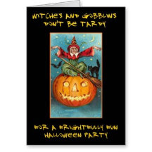 Witches Goblins Bloody Text Halloween Invite Set