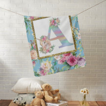 Floral Unicorn Monogram Baby Sets