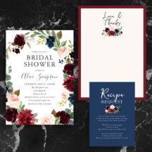 Boho Burgundy and Navy Blue Floral Bridal Shower