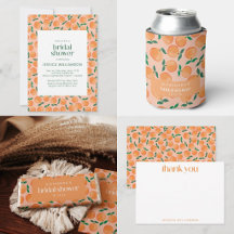 Summer Oranges Fruit Watercolor Pink Bridal Shower