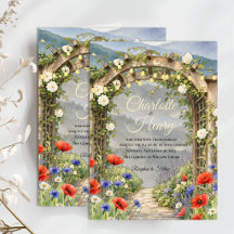 Wildflower Garden Arbor Rustic Wedding Stationery