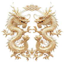 Modern Blue Gold Two-Headed Dragons