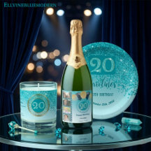 Radiant Teal Blue Glitter   20th Birthday