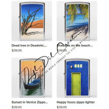 Zippo lighters with travel photos
