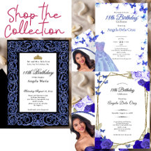 Blue 18th Birthday Debut Invitations