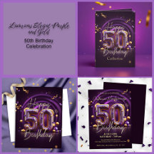 Luxurious Elegant Purple and Gold 50th Birthday